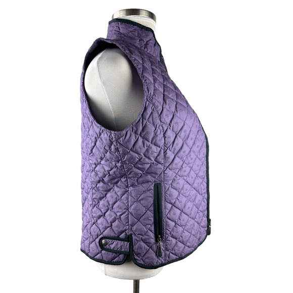 Eddie Bauer Full Zip Quilted Goose Down Vest Snowflake Printed Purple Size Large - Picture 3 of 9
